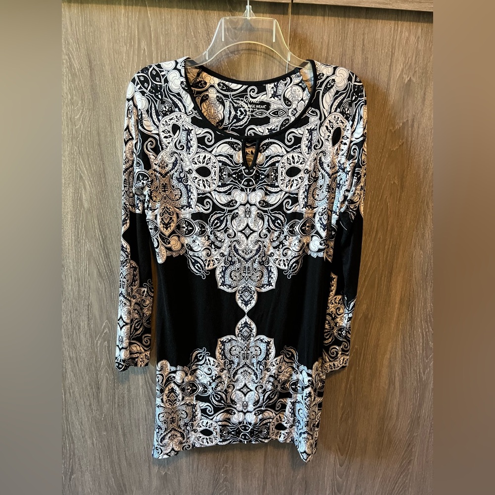 Soma Black and White Paisley Top